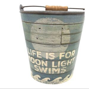 Beach Pail Decor Accent Blue Primitives by Kathy